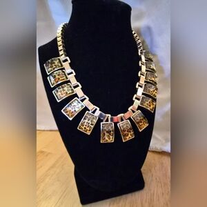 Source Unknown Gold and Leopard Pattern Necklace